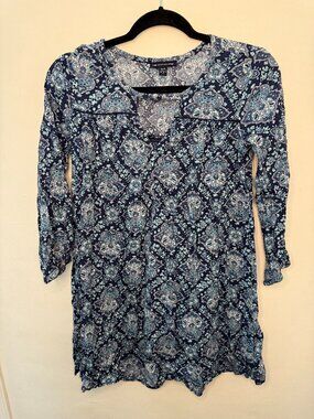 Blue Flowy Geometric Floral Dress – American Eagle Outfitters, XS